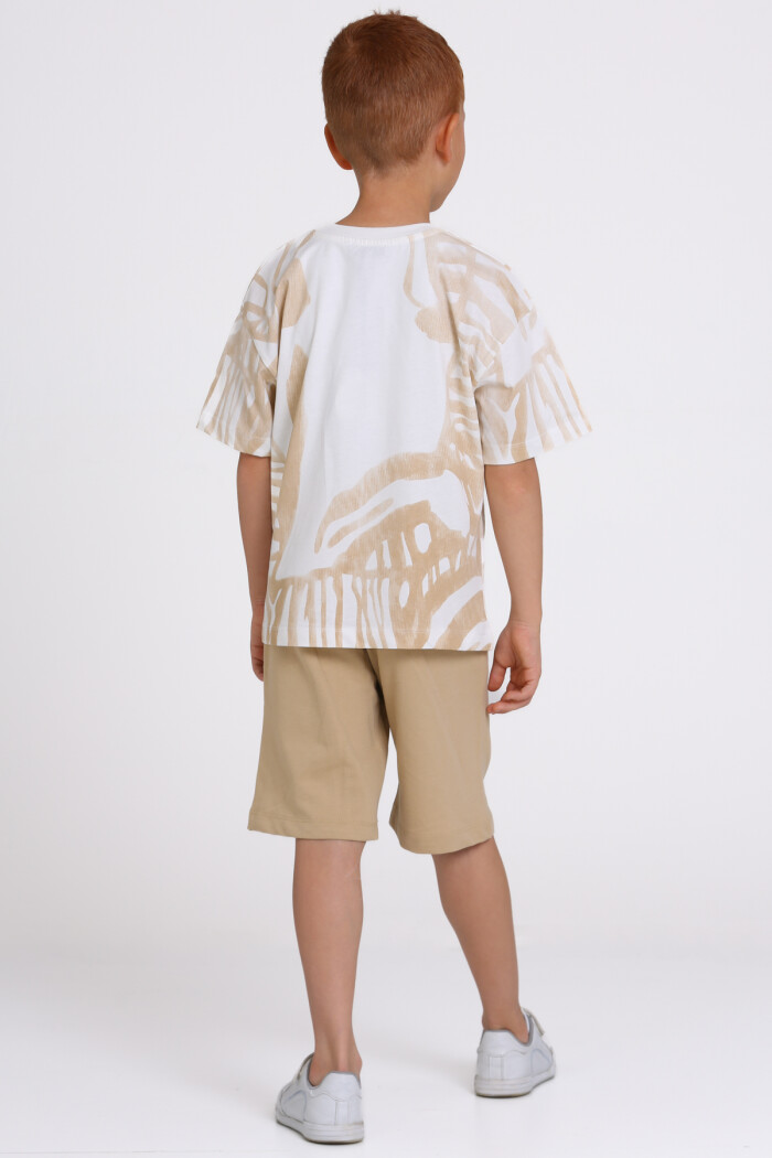 Bej Count My Stripes Baskılı 5-9 Yaş Takım - 2505-1