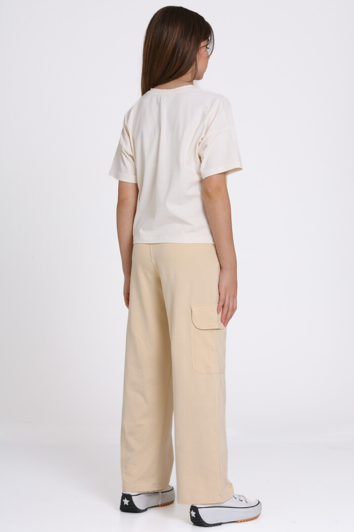 Bej Keep Doing Good Things Baskılı 8-12 Yaş Takım - 2448-1