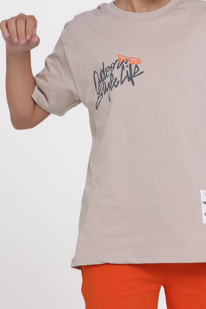 Bej Outdoor Style Life Baskılı 9-13 Yaş Takım - 81402-1