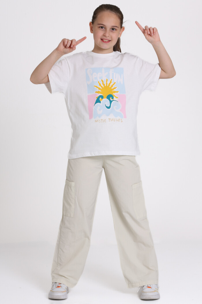 Bej Seek Fun Baskılı 9-13 Yaş Takım - 2483-2