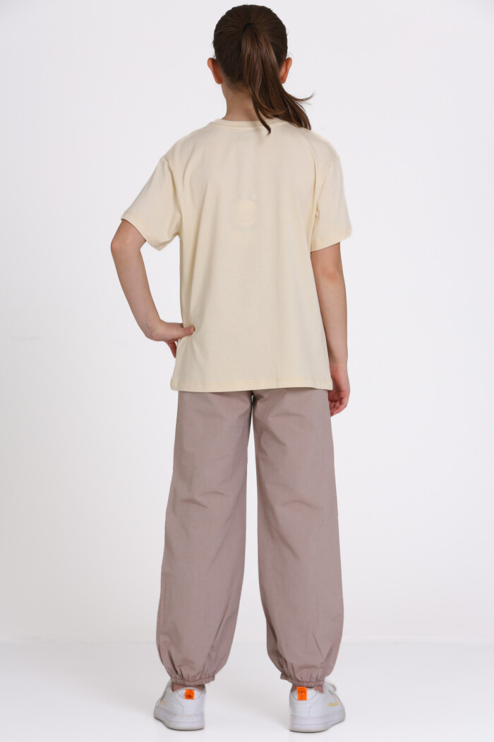 Bej Summer Flowers Baskılı 9-13 Yaş Takım - 2482-4