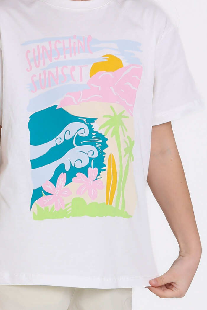 Bej Sunshine Fun Baskılı 9-13 Yaş Takım - 2484-4