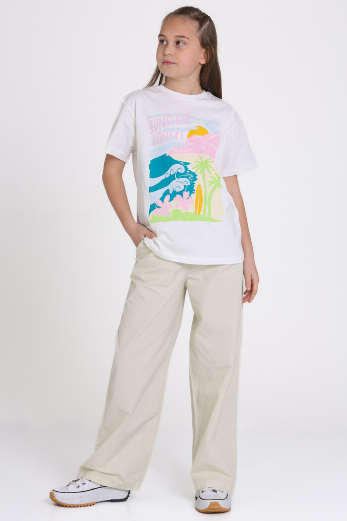 Bej Sunshine Fun Baskılı 9-13 Yaş Takım - 2484-4