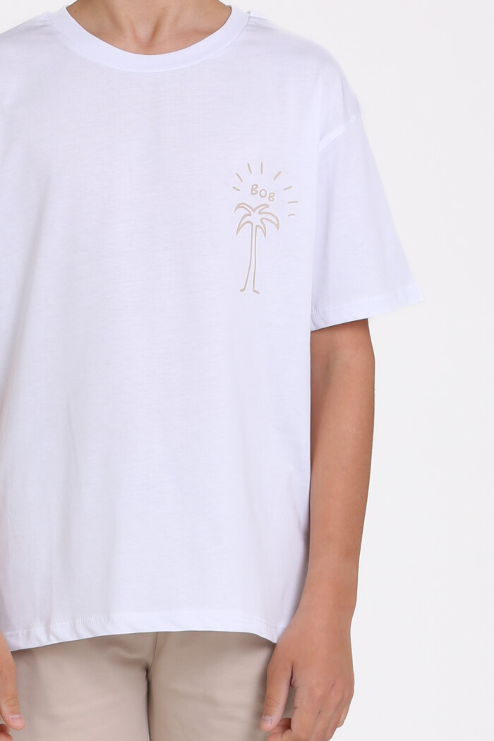 Beyaz Bob Baskılı 9-13 Yaş Takım - 81401-2