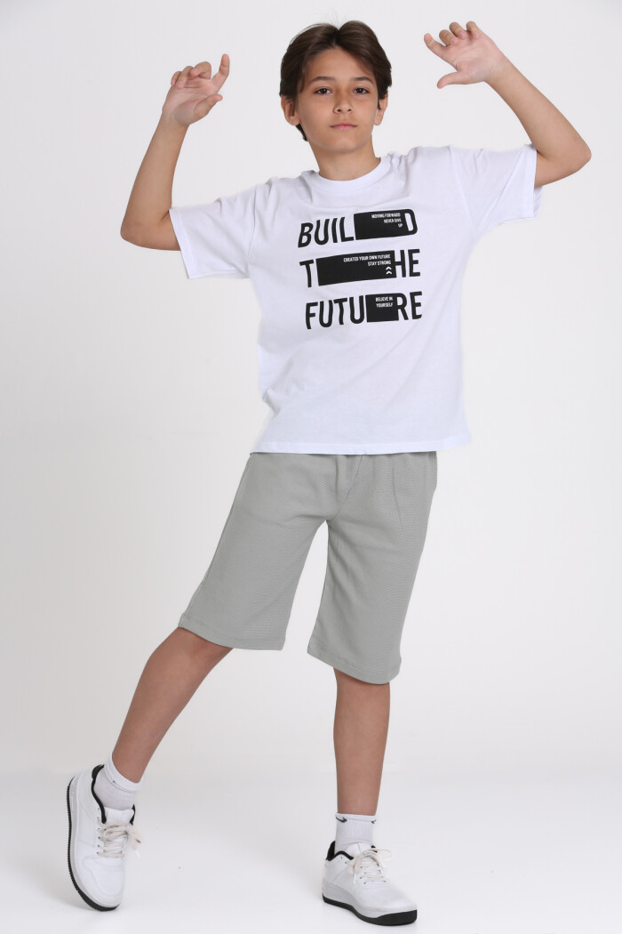 Beyaz Build The Future Baskılı 9-13 Yaş Takım - 81404-2