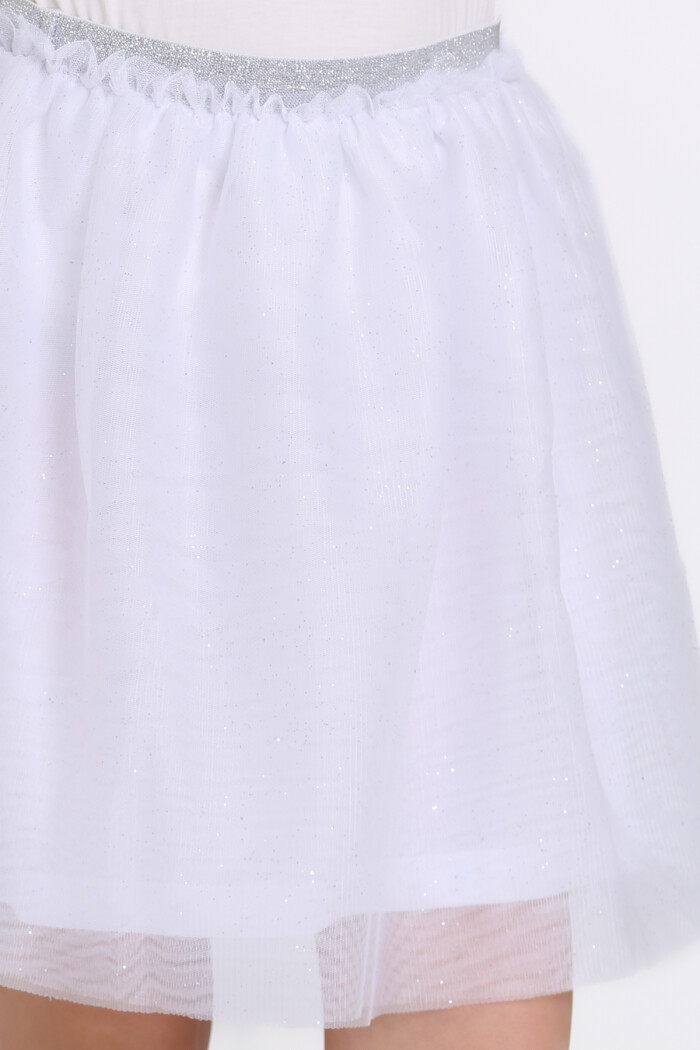Beyaz Simli Tüllü 4-13 Yaş Etek - 81408-1
