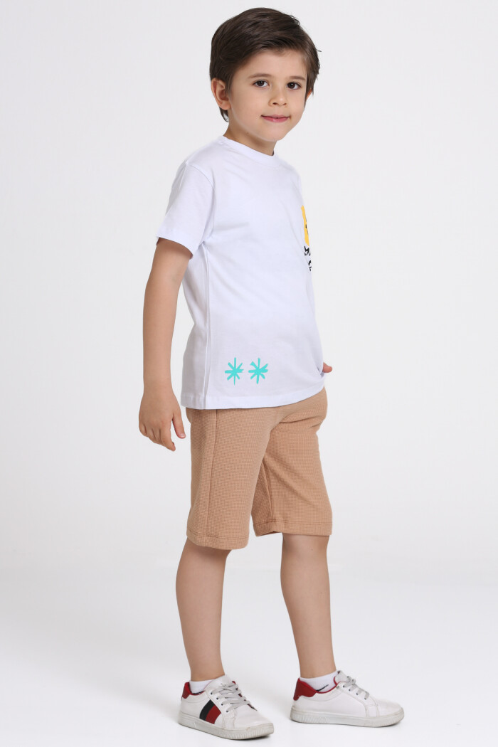 Beyaz Smiley World! Baskılı 5-9 Yaş Takım - 81406-2