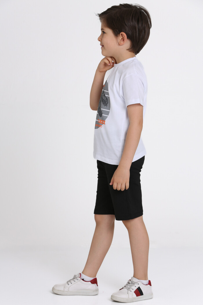 Beyaz T-Rex Baskılı 5-9 Yaş Takım - 81405-3