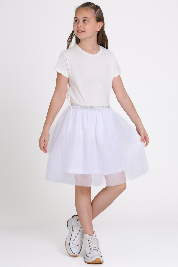 Beyaz Tüllü 4-13 Yaş Etek - 81407-1