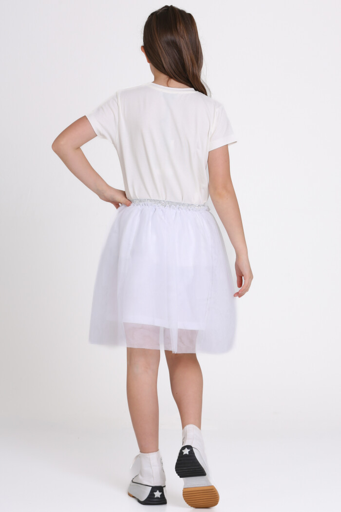 Beyaz Tüllü 4-13 Yaş Etek - 81407-1