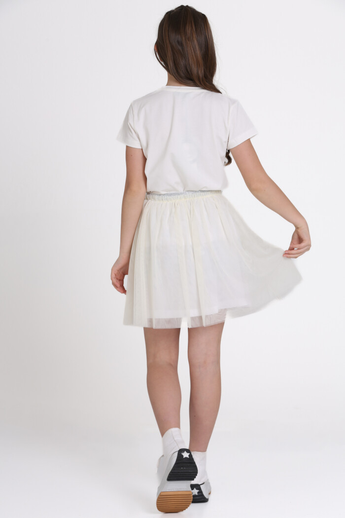 Ekru Tüllü Etekli 4-13 Yaş Takım - 81411-2