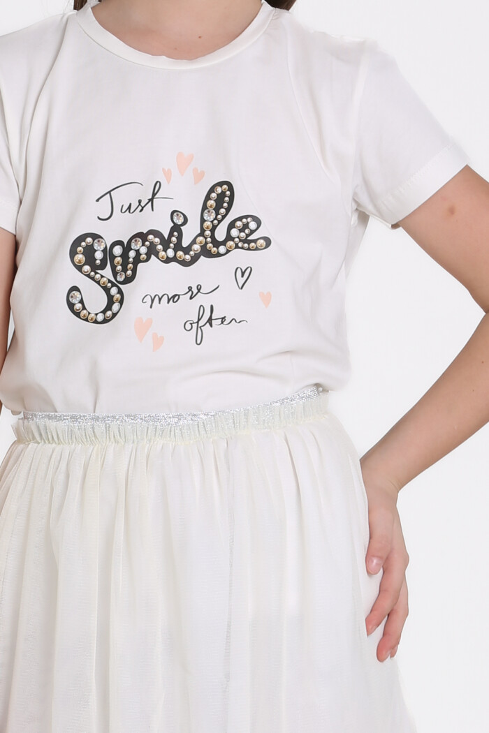 Ekru Tüllü Etekli 4-13 Yaş Takım - 81411-2