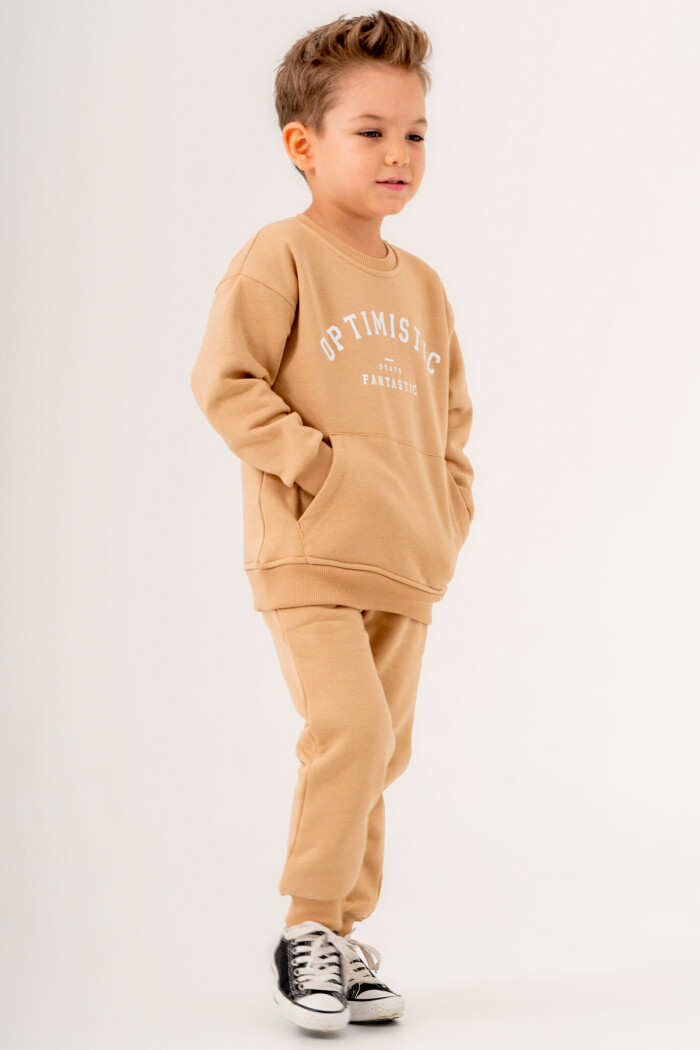 Erkek Bebek Bej Optimistic Baskılı 1-5 Yaş Takım - 3568-5