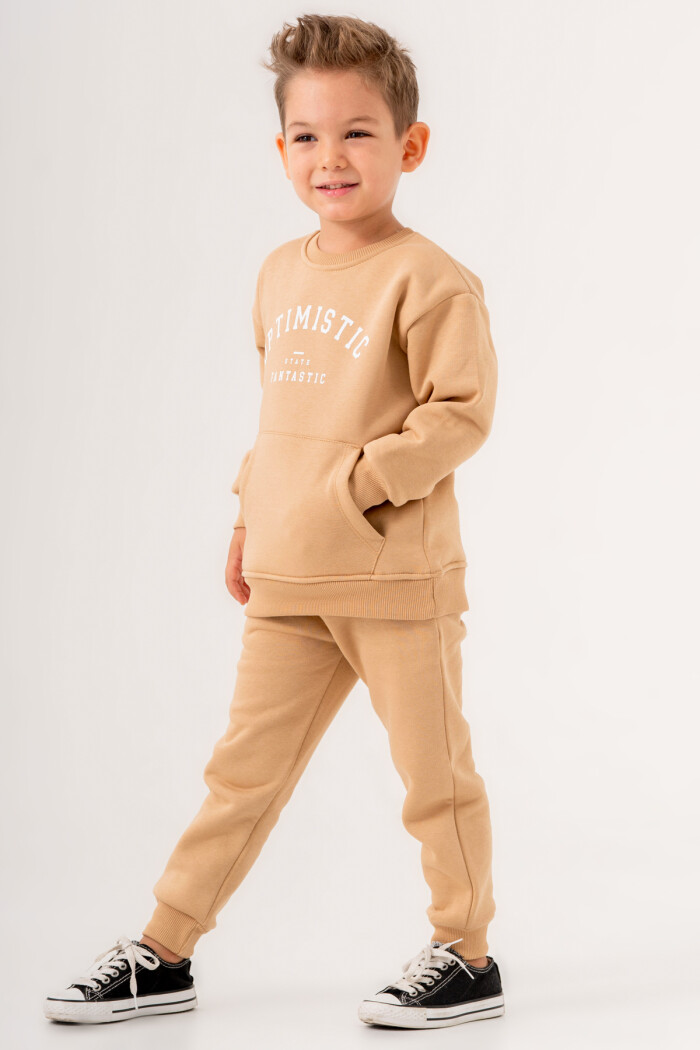 Erkek Bebek Bej Optimistic Baskılı 1-5 Yaş Takım - 3568-5