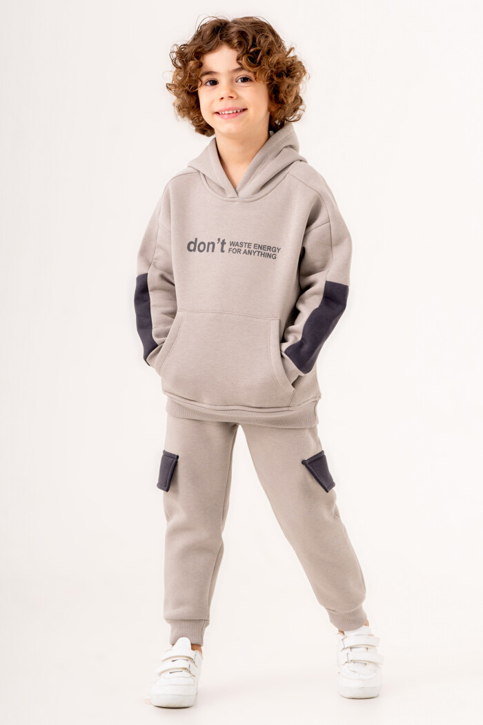 Erkek Bebek Gri Dont Waste Energy Baskılı 1-5 Yaş Takım - 3571-4