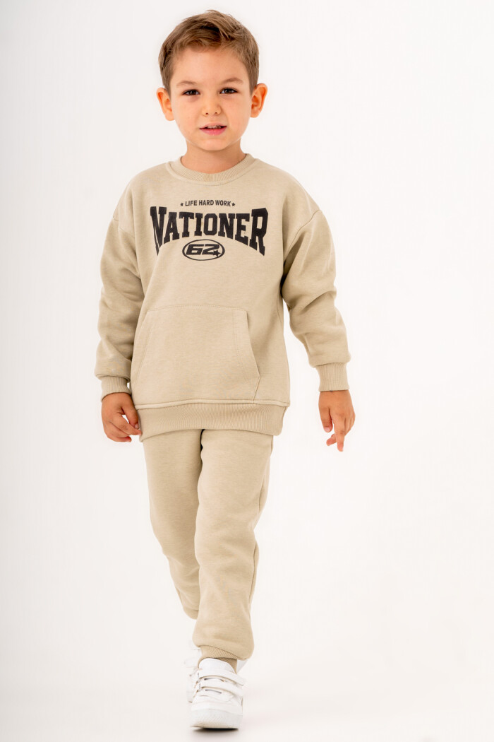 Erkek Bebek Yeşil Life Hard Work Nationer Baskılı 1-5 Yaş Takım - 3569-5