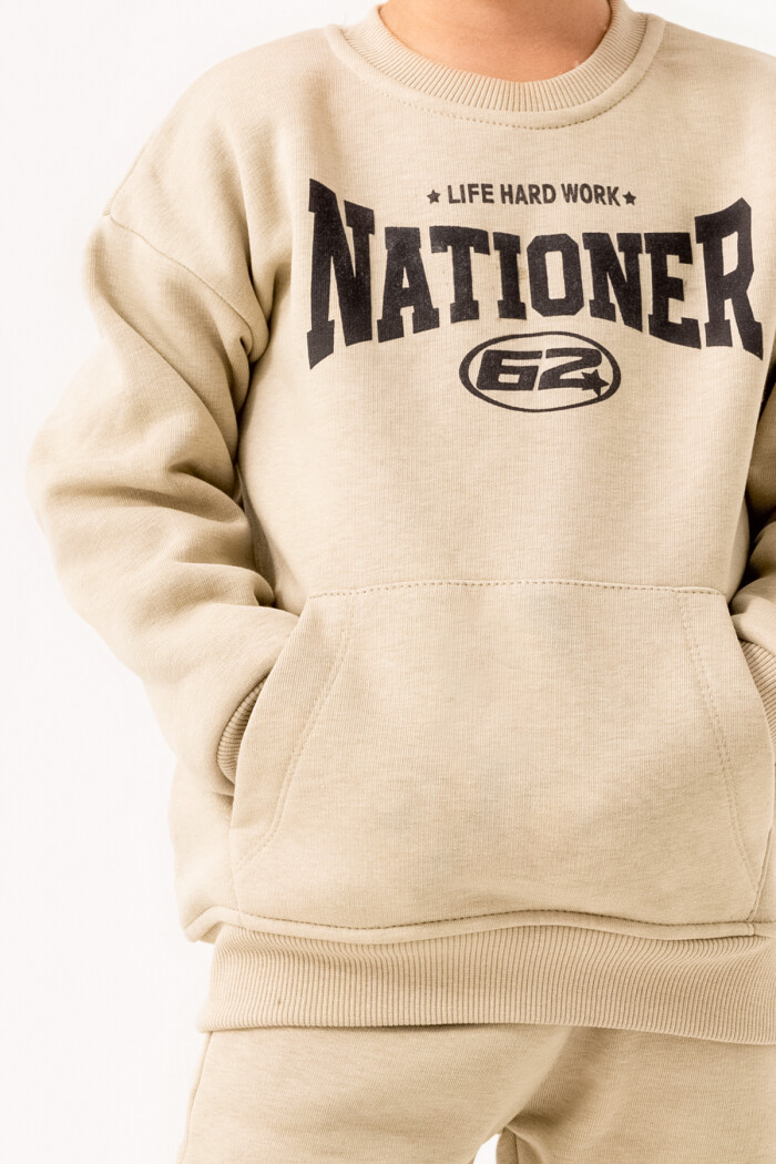 Erkek Bebek Yeşil Life Hard Work Nationer Baskılı 1-5 Yaş Takım - 3569-5