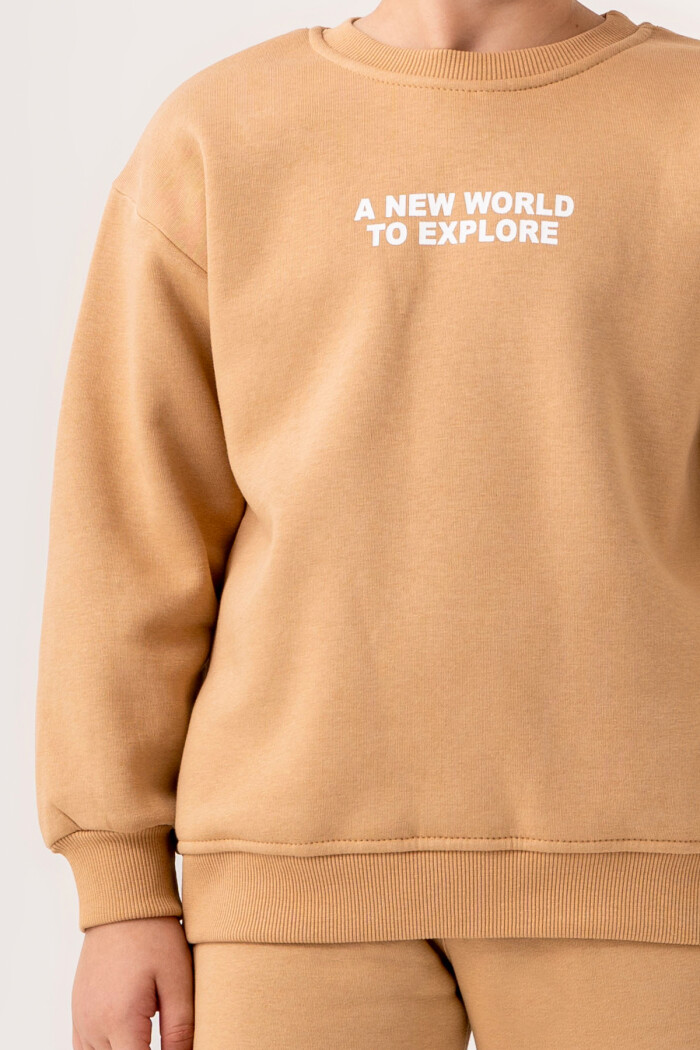 Erkek Çocuk Bej A New World To Explore Baskılı 5-9 Yaş Takım - 3562-1