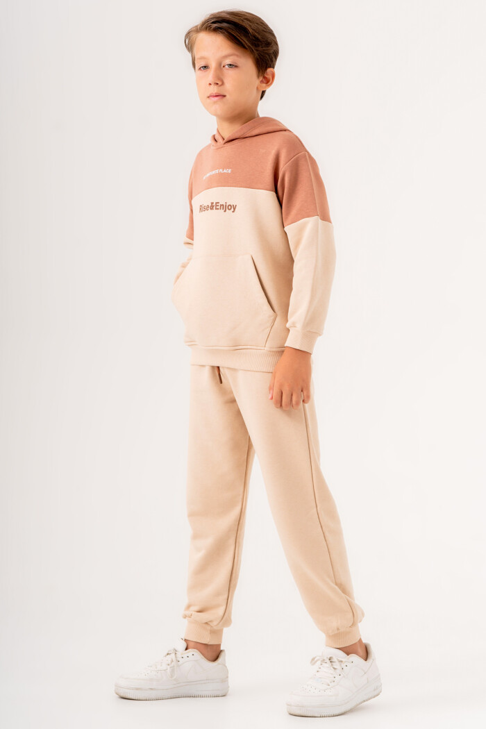 Erkek Çocuk Bej My Favorite Place Baskılı 5-9 Yaş Takım - 3515-3