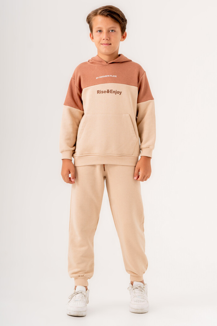 Erkek Çocuk Bej My Favorite Place Baskılı 5-9 Yaş Takım - 3515-3