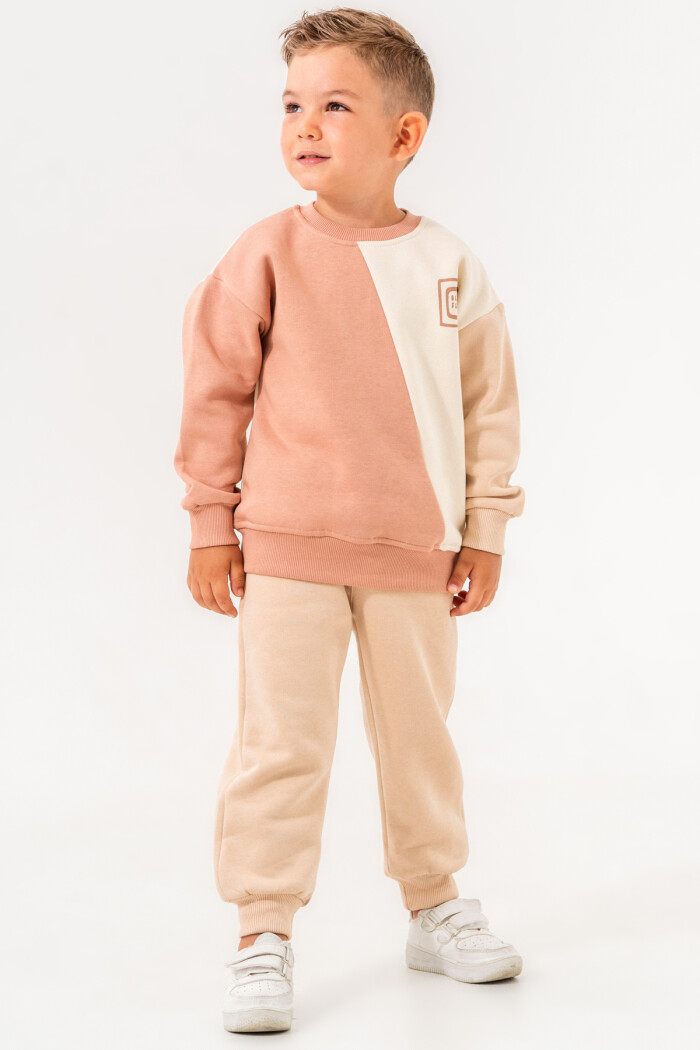 Bej Block Full Baskılı 1-5 Yaş Takım - 3521-2