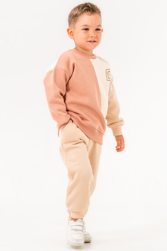 Bej Block Full Baskılı 1-5 Yaş Takım - 3521-2