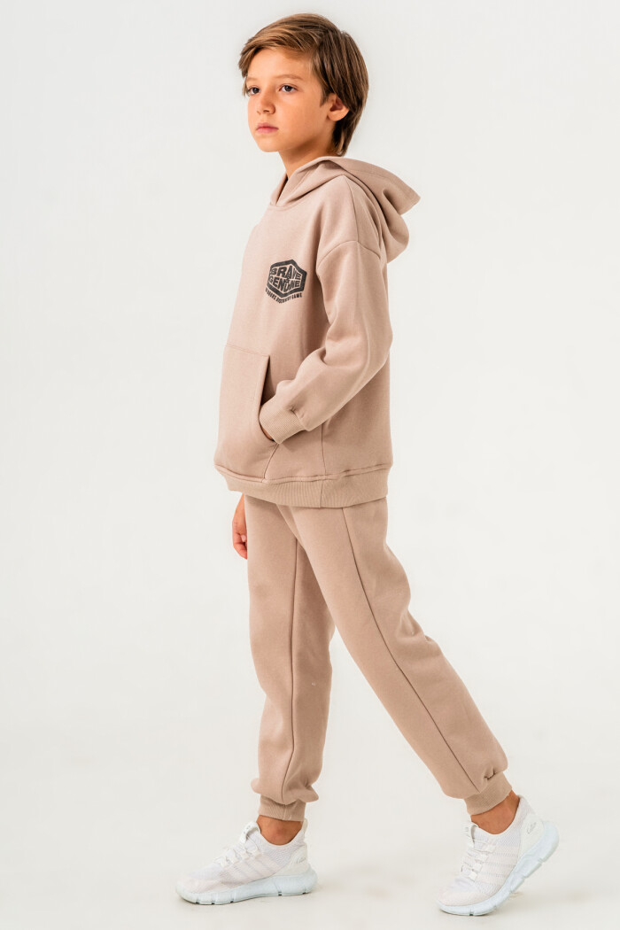 Krem Brave Genuine Baskılı 5-9 Yaş Takım - 3565-5