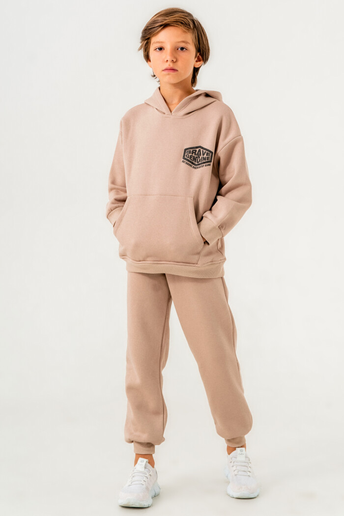 Krem Brave Genuine Baskılı 5-9 Yaş Takım - 3565-5