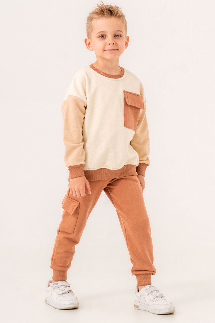 Kahve Cepli 1-5 Yaş Takım - 3528-3