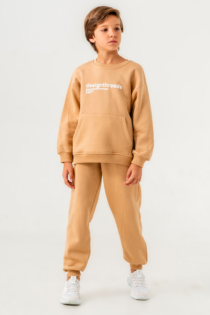 Bej Designthreads Baskılı 5-9 Yaş Takım - 3563-3