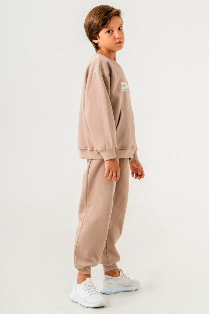 Krem Designthreads Baskılı 5-9 Yaş Takım - 3563-6