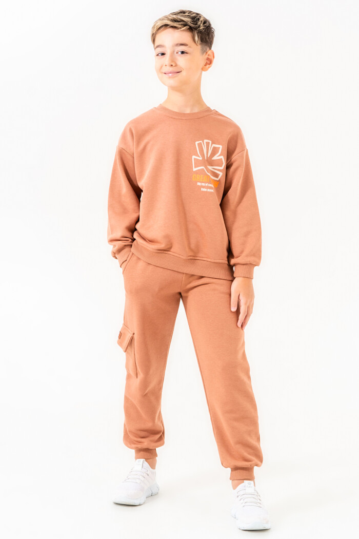 Kahve Great View Baskılı 5-9 Yaş Takım - 3513-4