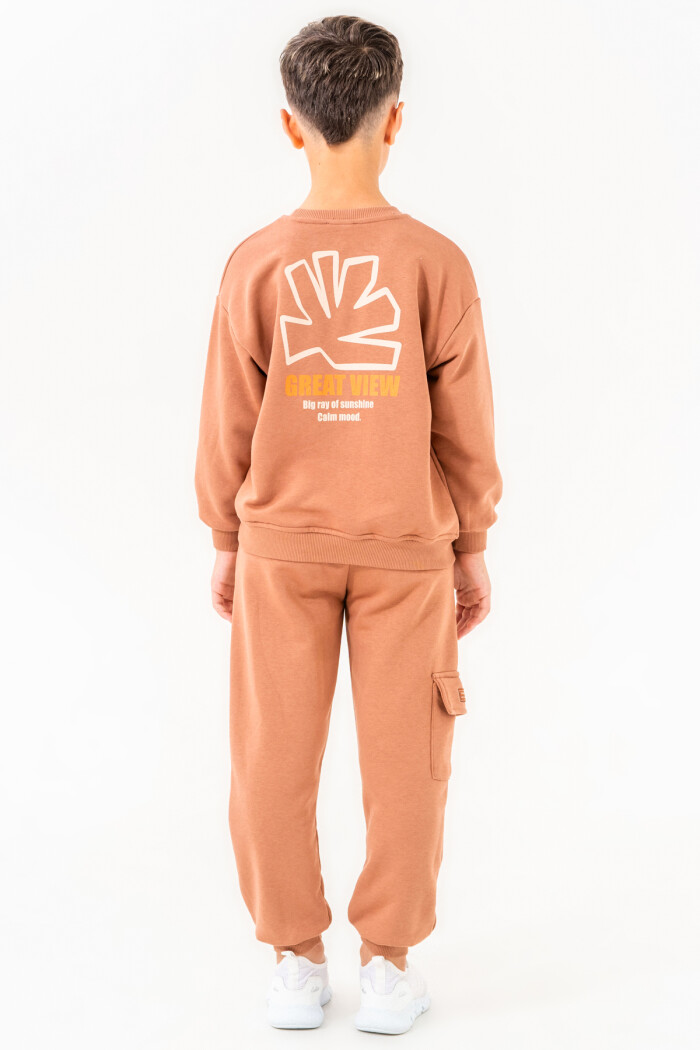 Kahve Great View Baskılı 5-9 Yaş Takım - 3513-4