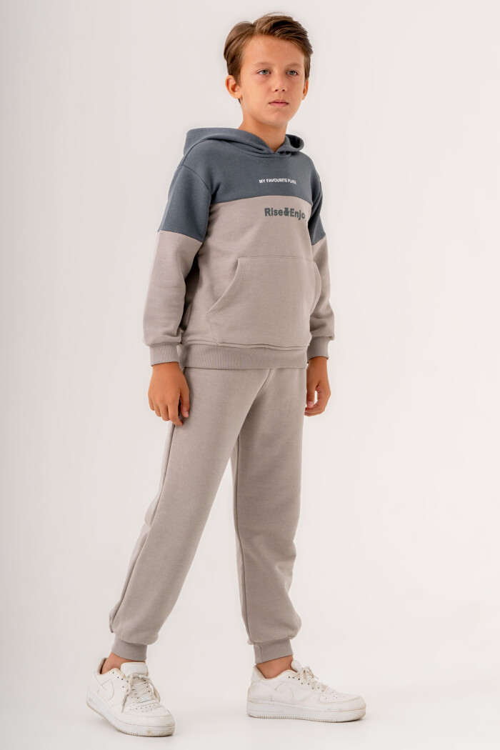 Erkek Çocuk Gri My Favorite Place Baskılı 5-9 Yaş Takım - 3515-4