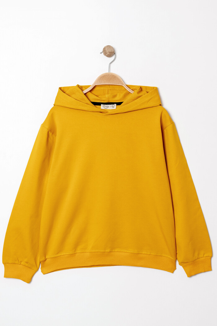 Erkek Çocuk Hardal Kapüşonlu Basic 5-13 Yaş Sweatshirt- 3537-5