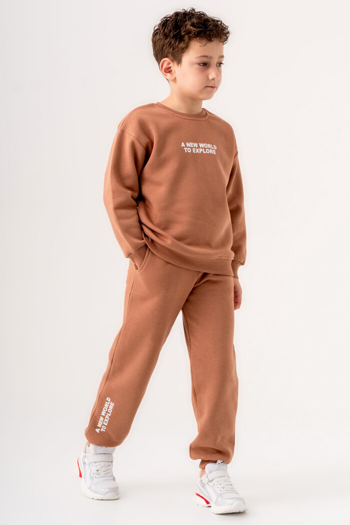 Erkek Çocuk Kahve A New World To Explore Baskılı 5-9 Yaş Takım - 3562-2