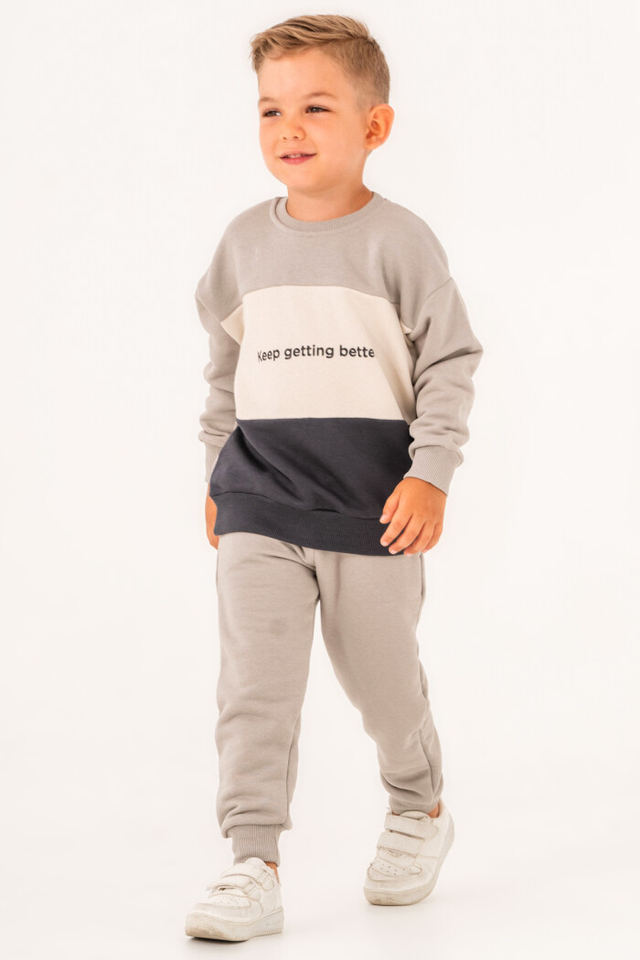 Gri Keep Getting Better Baskılı 1-5 Yaş Takım - 3527-2