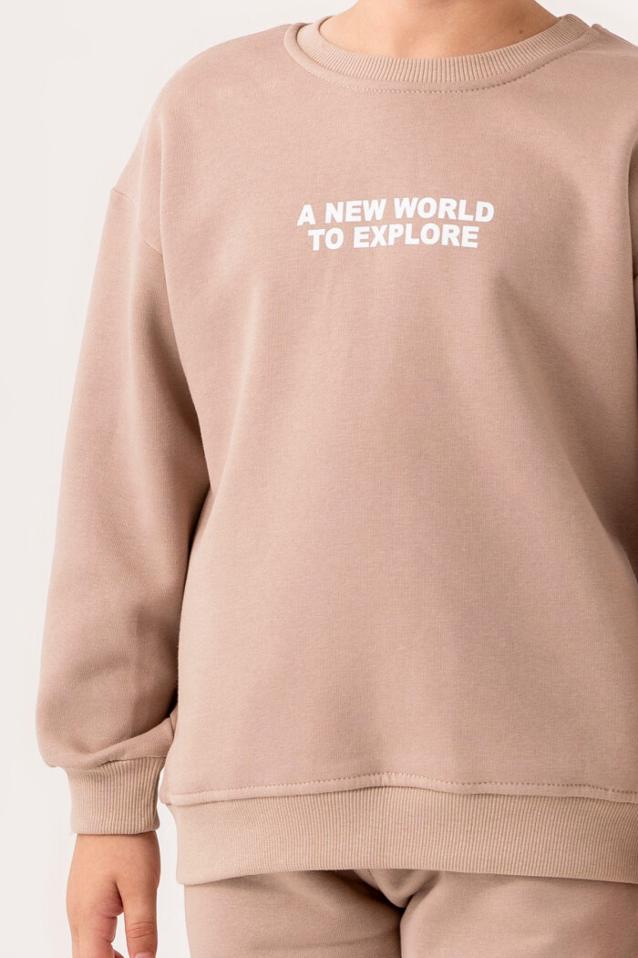 Erkek Çocuk Krem A New World To Explore Baskılı 5-9 Yaş Takım - 3562-4