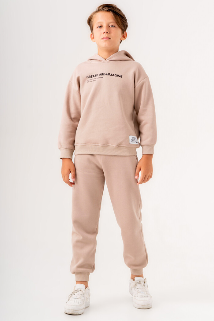 Erkek Çocuk Krem Create Are Imagine Baskılı 5-9 Yaş Takım - 3564-6