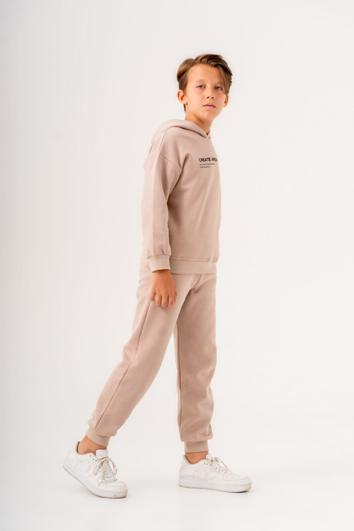 Erkek Çocuk Krem Create Are Imagine Baskılı 5-9 Yaş Takım - 3564-6