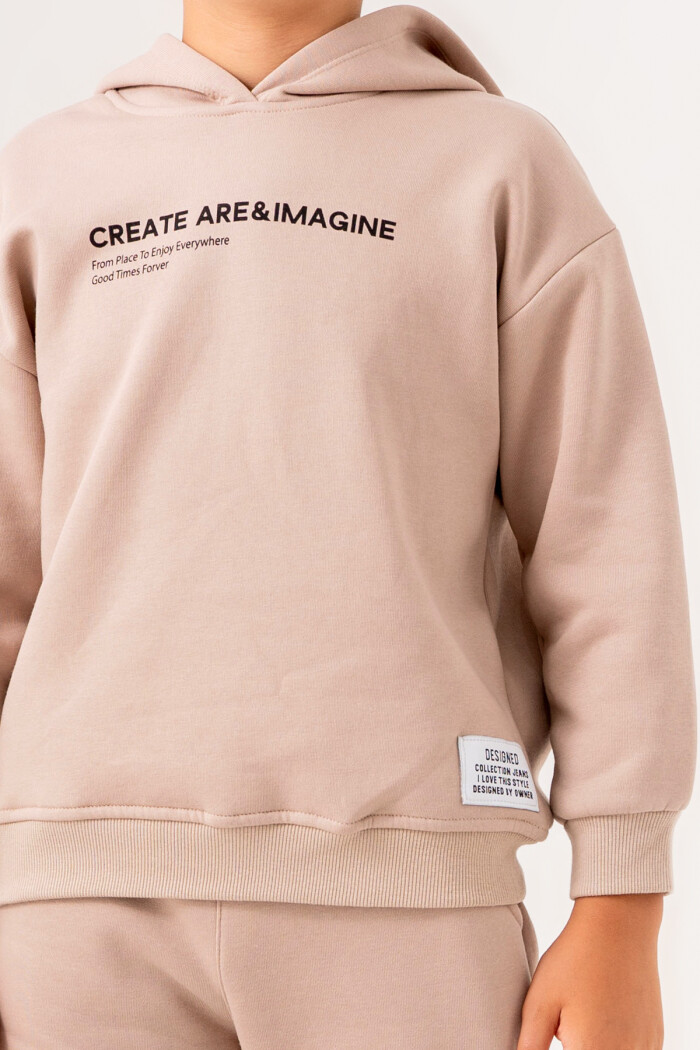 Erkek Çocuk Krem Create Are Imagine Baskılı 5-9 Yaş Takım - 3564-6