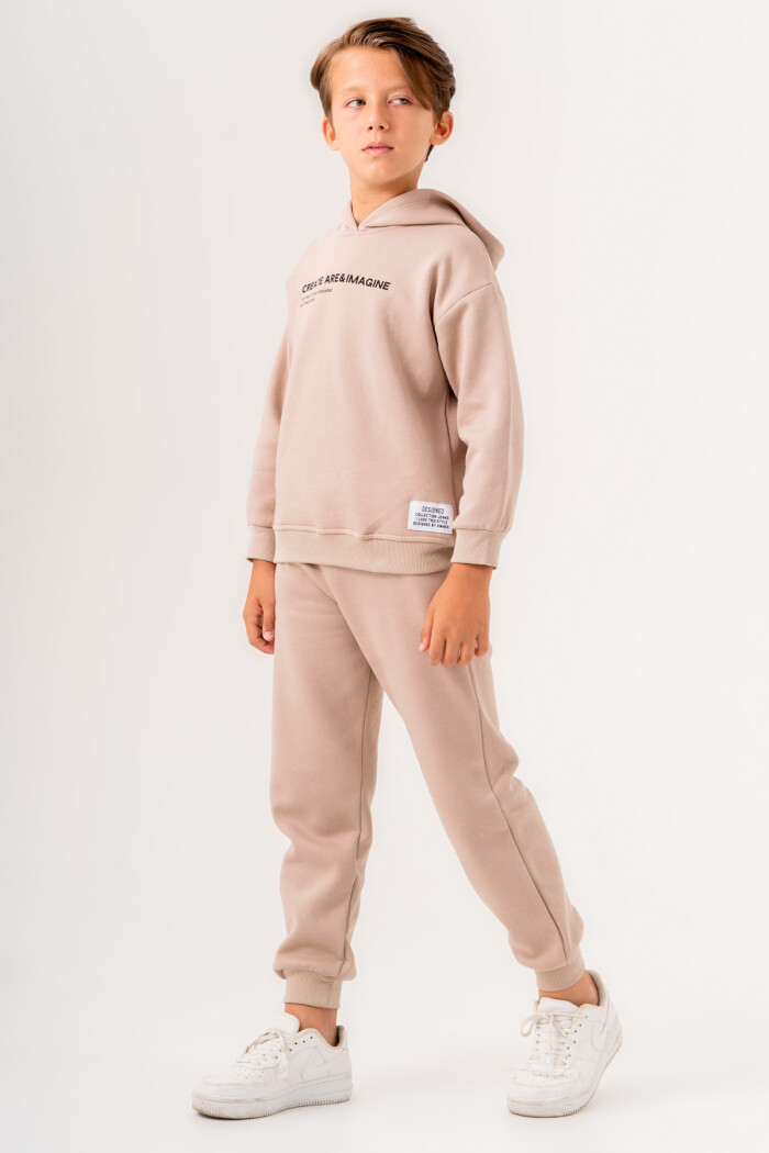 Erkek Çocuk Krem Create Are Imagine Baskılı 5-9 Yaş Takım - 3564-6