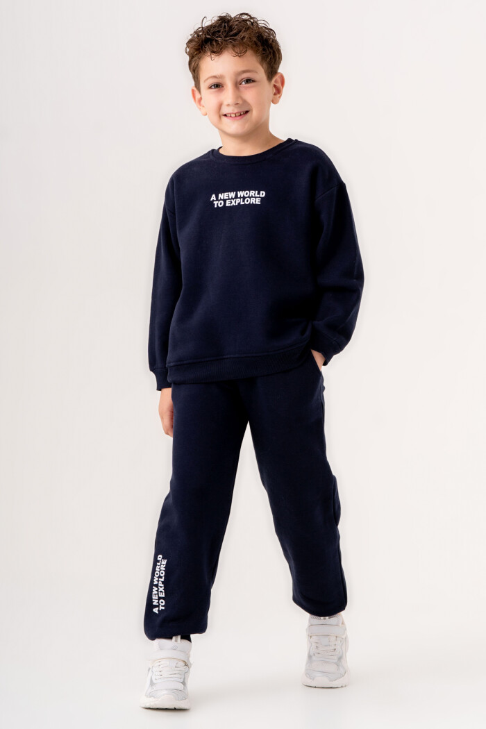 Erkek Çocuk Lacivert A New World To Explore Baskılı 5-9 Yaş Takım - 3562-6