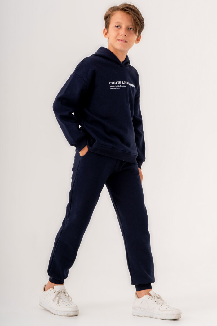 Erkek Çocuk Lacivert Create Are Imagine Baskılı 5-9 Yaş Takım - 3564-3