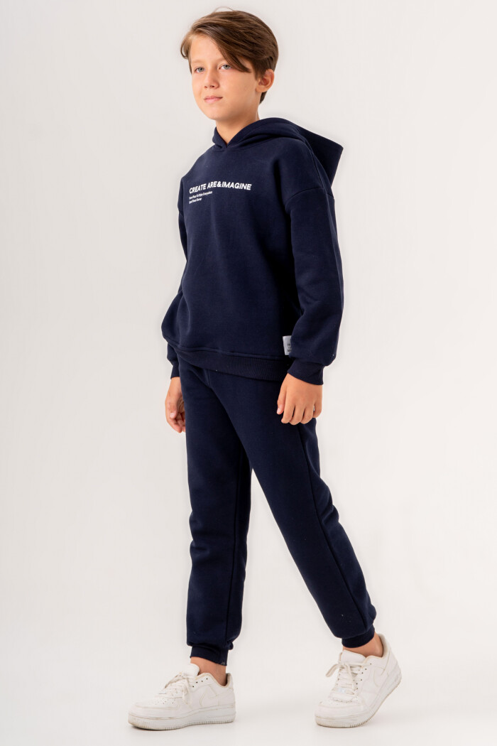 Erkek Çocuk Lacivert Create Are Imagine Baskılı 5-9 Yaş Takım - 3564-3