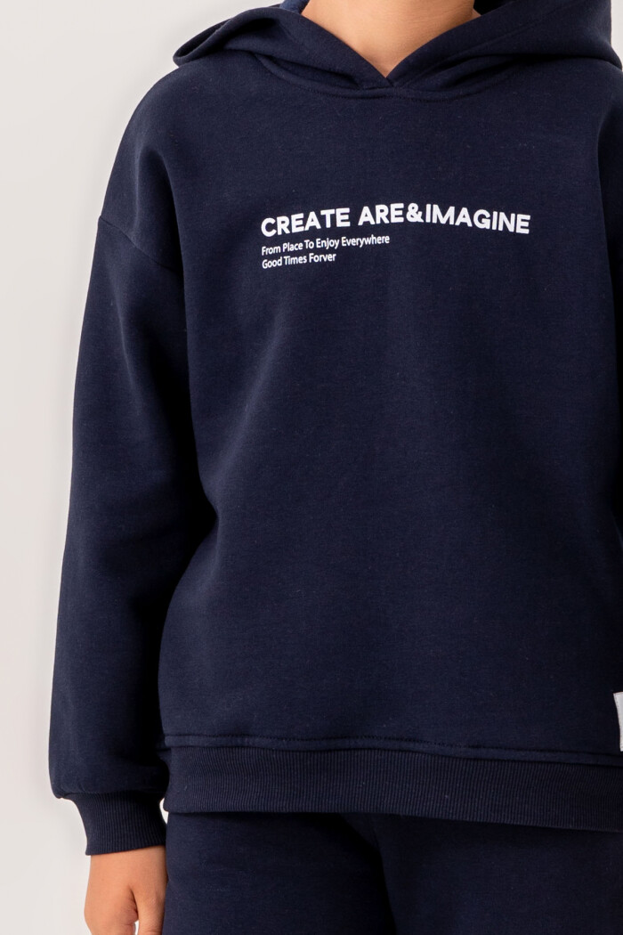 Erkek Çocuk Lacivert Create Are Imagine Baskılı 5-9 Yaş Takım - 3564-3