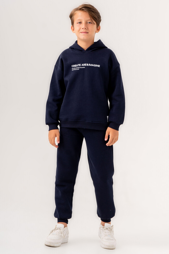 Erkek Çocuk Lacivert Create Are Imagine Baskılı 5-9 Yaş Takım - 3564-3