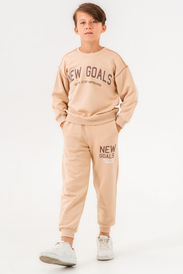 Bej New Goals Baskılı 5-9 Yaş Takım - 3516-5