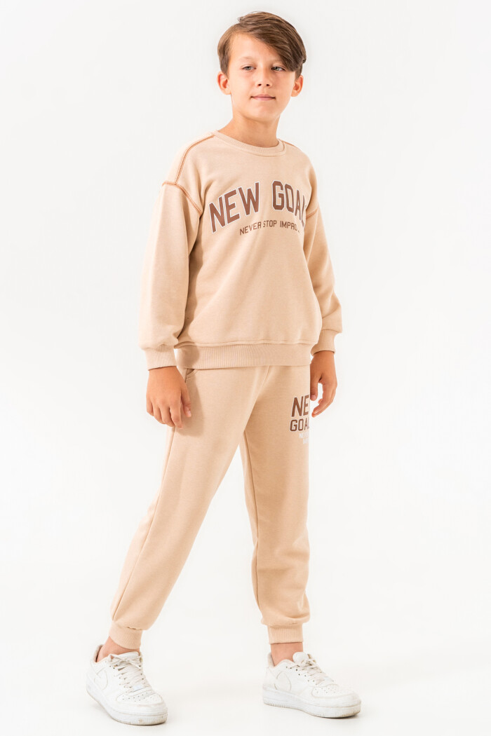 Bej New Goals Baskılı 5-9 Yaş Takım - 3516-5