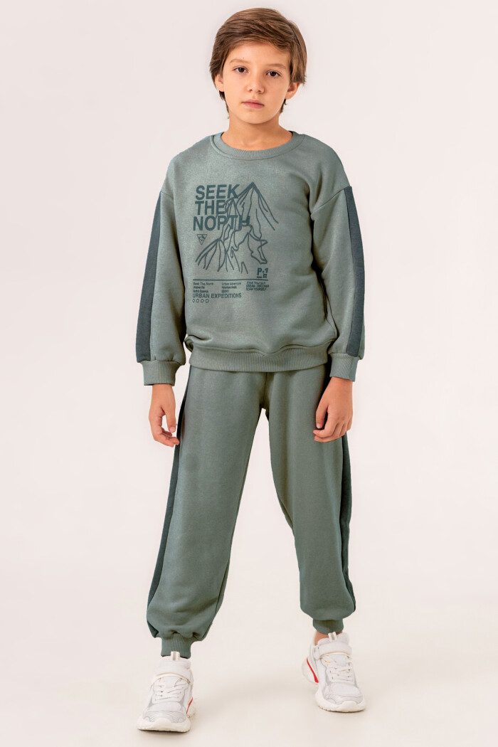 Yeşil Seek The North Baskılı 5-9 Yaş Takım - 3519-3